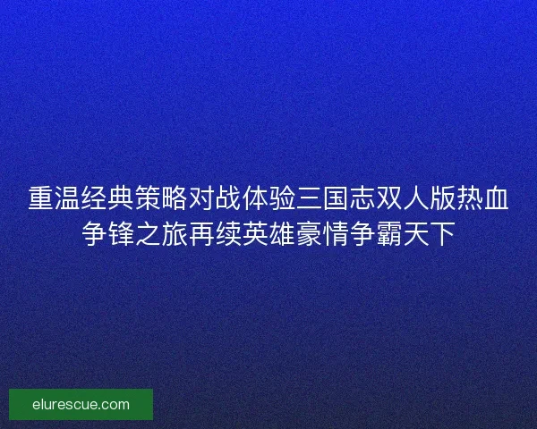 重温经典策略对战体验三国志双人版热血争锋之旅再续英雄豪情争霸天下 重温经典策略对战体验三国志双人版热血争锋之旅再续英雄豪情争霸天下