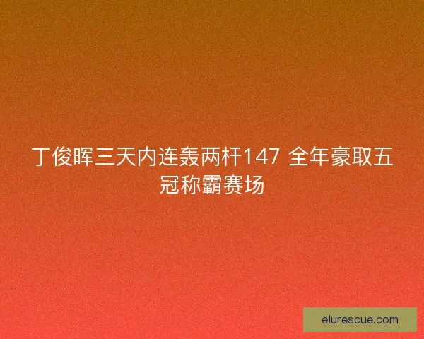 丁俊晖三天内连轰两杆147 全年豪取五冠称霸赛场 丁俊晖三天内连轰两杆147 全年豪取五冠称霸赛场