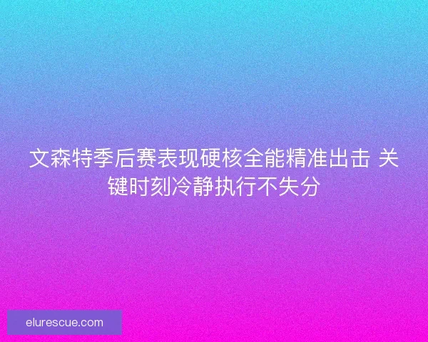 文森特季后赛表现硬核全能精准出击 关键时刻冷静执行不失分