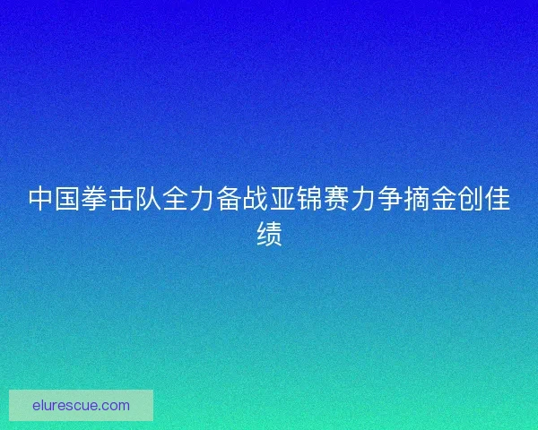 中国拳击队全力备战亚锦赛力争摘金创佳绩